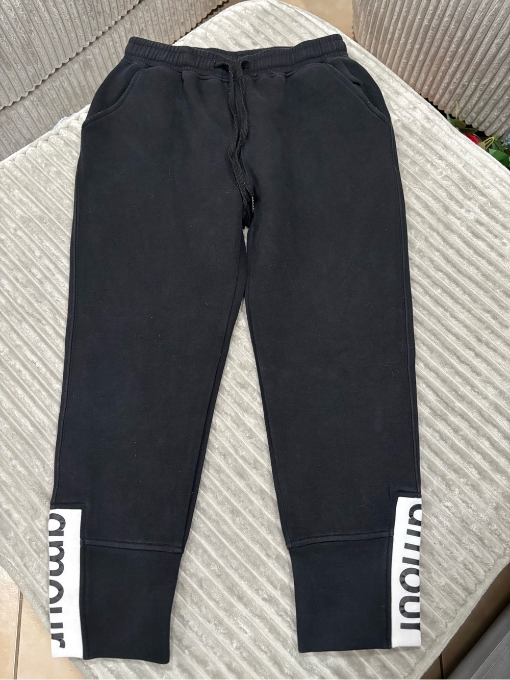 Under Armour Black Jogger Sweatpants with White Logo Panels
